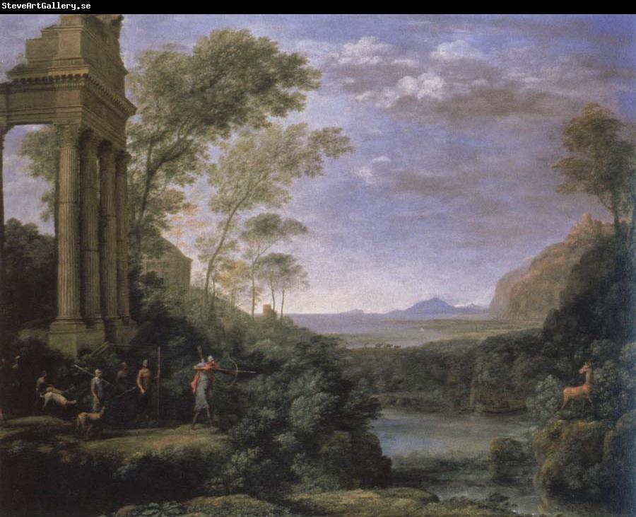 claude lorraine landscape with ascanius shooting the stag of sylvia